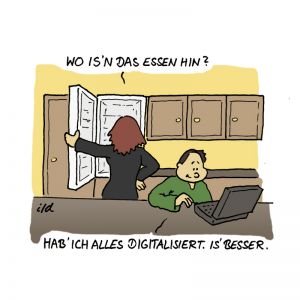 Computer-Cartoon: Digital ist besser